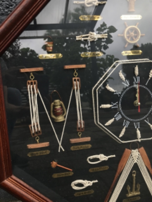 Maritieme Wanddecoratie met Scheepsknopen en Klok - 66 cm