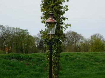 Gartenlampe, gusseiserner Laternenpfahl mit Schirm, grün, klassisch