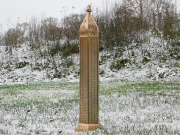 Große Metalllaterne mit Glas | Stehend oder hängend | Goldfarben | 110 cm hoch