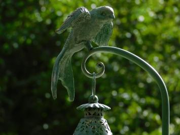 Metall-Windlicht mit Ständer und Vogel – 60 cm – Retro-Außenlaterne