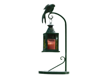 Metall-Windlicht mit Ständer und Vogel – 60 cm – Retro-Außenlaterne