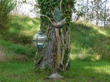 Metall-Windlicht XL mit Schwan auf Ständer – 102 cm – Vintage-Laterne