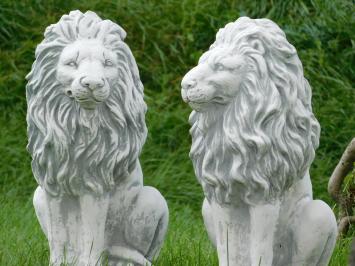 Steinlöwen-Set - links und rechts - Gartenstatuen