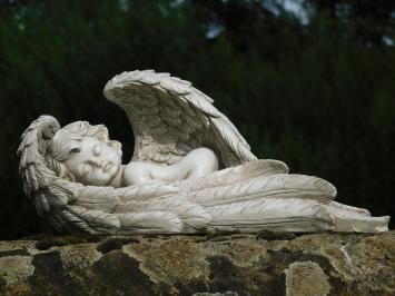 Slapende Engel in Vleugels - Beige - Polystone