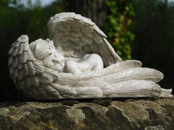 Slapende Engel in Vleugels - Beige - Polystone