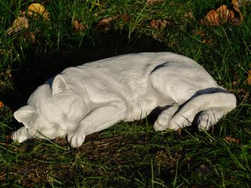 Statue Liegender Kater - Stein - für innen und außen