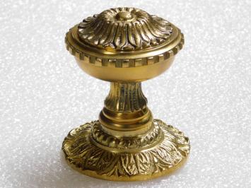 Vaste Deurknop met Bloemrozet - Gepolijst Messing