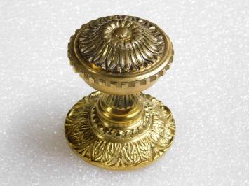 Vaste Deurknop met Bloemrozet - Gepolijst Messing