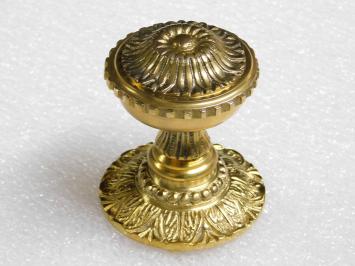 Vaste Deurknop met Bloemrozet - Gepolijst Messing