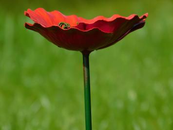 Handgemaakte Klaproos - tuinsteker 45 cm - metaal