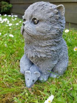 Katze und Maus Skulptur, Betonskulptur.