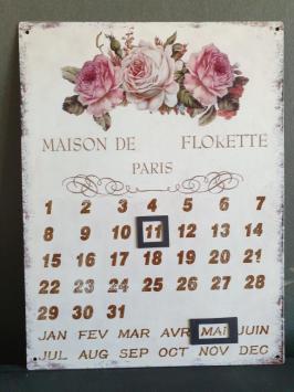 Metallkalender, rosa Blumen