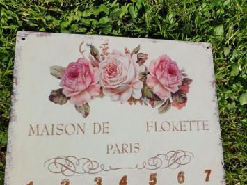 Metallkalender, rosa Blumen