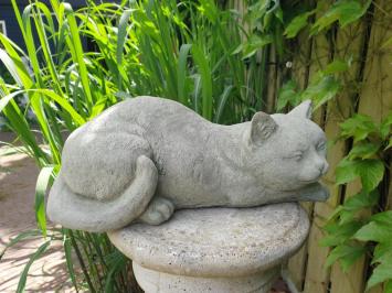 Gartenstatue einer Katze, Gänseblümchen