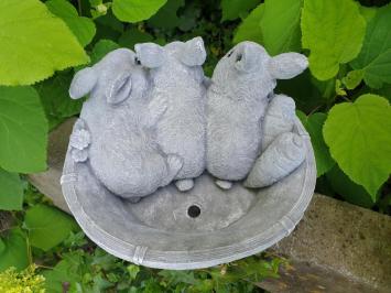 plantenbak, bloembak met 3 schattige konijntjes