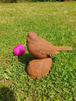 cast iron sparrow, bird, garden statue