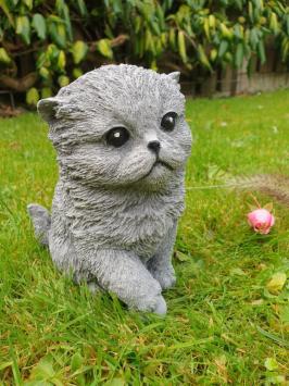 Poes met bal ,  betonnen beeld