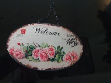 Willkommensschild mit Rosen, Geschenk
