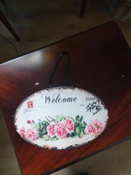 Willkommensschild mit Rosen, Geschenk