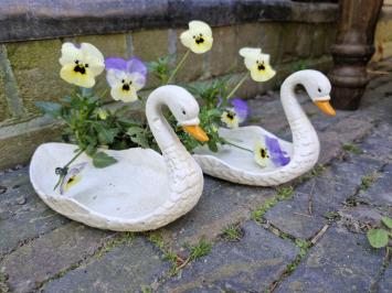 Set aus gusseisernen Schwänen.