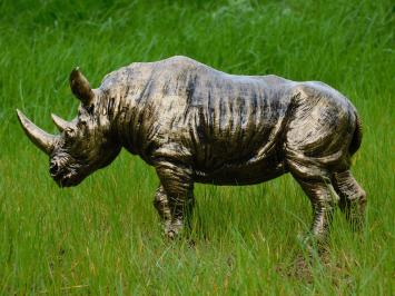Statue Rhinozeros - Gold Schwarz - Polystone