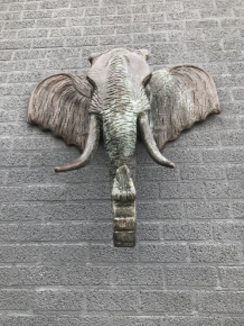 Fors wandornament van een olifant, koper look, heel groot!