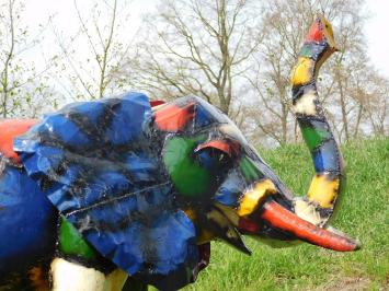 Handgemaakte Olifant met Slurf Omhoog – Metaal – ca. 175 cm – Afrikaans Design