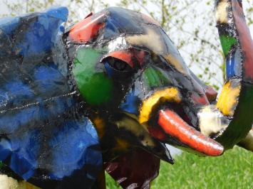 Handgemaakte Olifant met Slurf Omhoog – Metaal – ca. 175 cm – Afrikaans Design