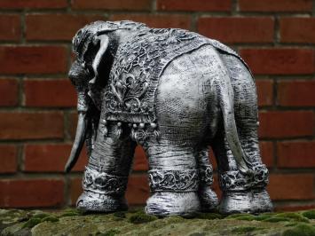 Olifant India - zilvergrijs met zwart - polystone