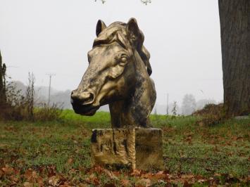 Groot paardenhoofd - goud met zwart - polystone