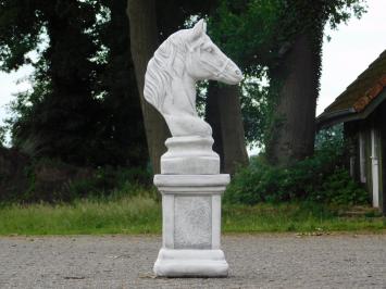 Pferdekopf auf Sockel - 83 cm - Stein