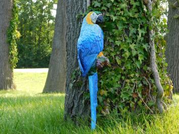 Blauer Papagei XL - Gusseisen - Bunte Wanddekoration