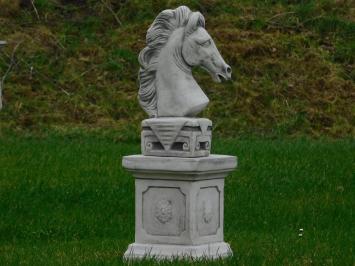 Paardenhoofd op Sokkel - 60 cm - Volledig Steen