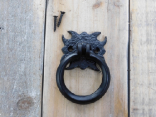 Handgreep metaal, deurgreep - Hendel met ring, poorthendel - mat zwart