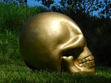 Großer dekorativer Totenkopf – 60 x 60 cm – goldfarben – Polystone