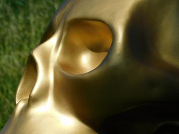 Großer dekorativer Totenkopf – 60 x 60 cm – goldfarben – Polystone