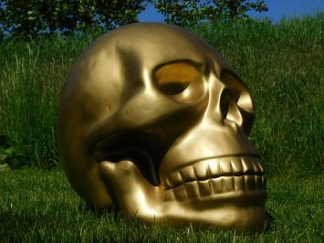 Großer dekorativer Totenkopf – 60 x 60 cm – goldfarben – Polystone