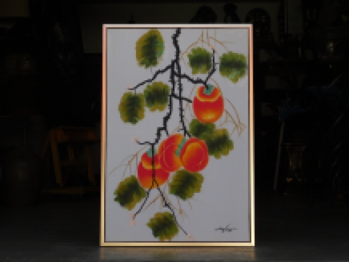 Schilderij abrikoos - tros oranje - in lijst