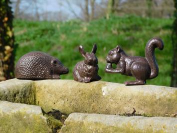 Set Tiere - Hase, Igel und Eichhörnchen - Gusseisen