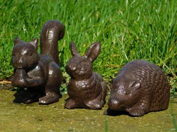 Set Tiere - Hase, Igel und Eichhörnchen - Gusseisen