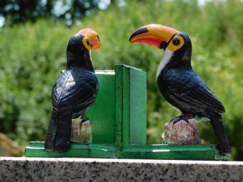 Buchstützen-Set „Tukan“ – Farbiges Gusseisen
