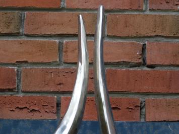 Set Abstracte Beelden -130 cm - Zilverkleurig - Alu met Marmeren voet - Robuust