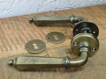 Set deurbeslag - antique messing finish - voor binnendeuren