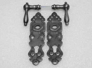 Set Deurbeslag - Klinken Cambridge + Deurplaten Royale PC 92 - Gietijzer Verzinkt