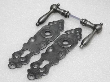 Set Deurbeslag - Klinken Cambridge + Deurplaten Royale PC 92 - Gietijzer Verzinkt