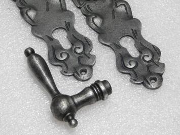 Set Deurbeslag - Klinken Cambridge + Deurplaten Royale PC 92 - Gietijzer Verzinkt