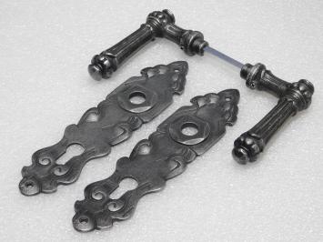 Türbeschlagset – Türgriffe Oxford + Türplatten Royale PC 92 – Gusseisen, verzinkt