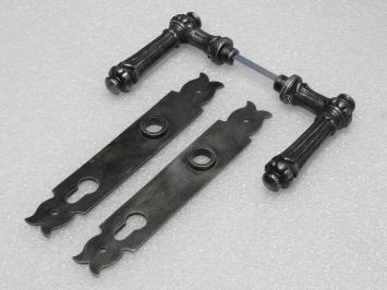 Set Deurbeslag - Klinken Oxford + Deurplaten Noble PC 92 - Gietijzer Verzinkt