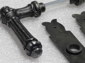 Set Deurbeslag - Klinken Oxford + Deurplaten Noble PC 92 - Gietijzer Verzinkt