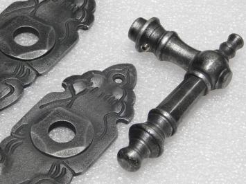 Türbeschlagset – Türgriffe „Victoria“ + Türplatten „Royale PZ 92“ – Gusseisen, verzinkt